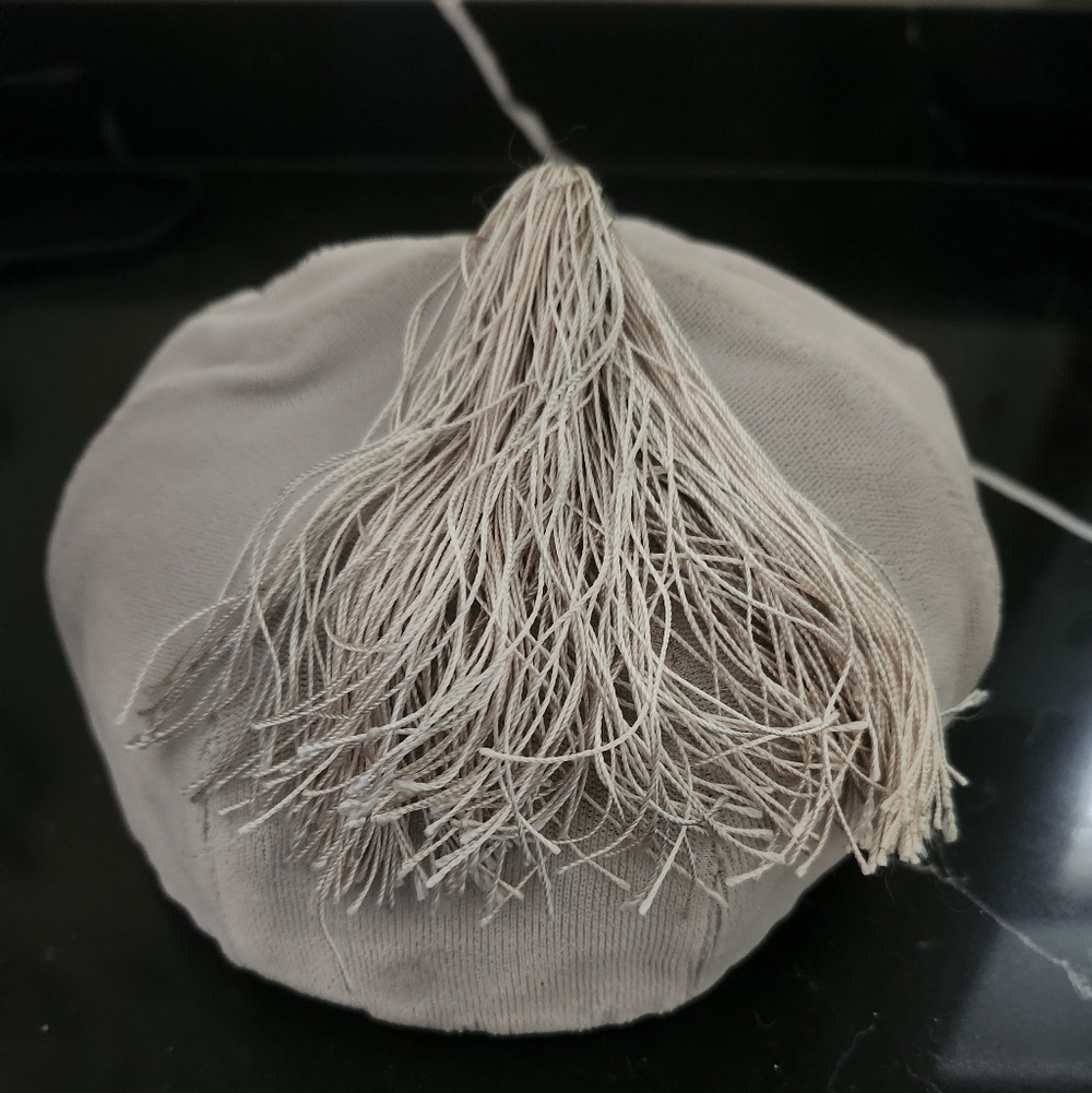 Vintage Tasseled Gray Silk Velvet Beret